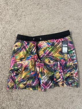 Genuine Shorts Mens XL Multicolor Money Print Swim Trunks Mesh Liner Drawstring